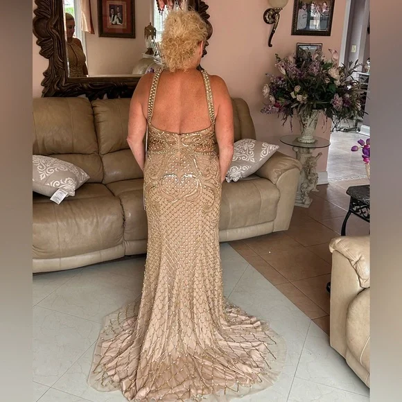 Jovani | Dresses | Fabulous Bronze Beaded Evening Gown By Jovani Very Sexy  And Body Flattering | Poshmark